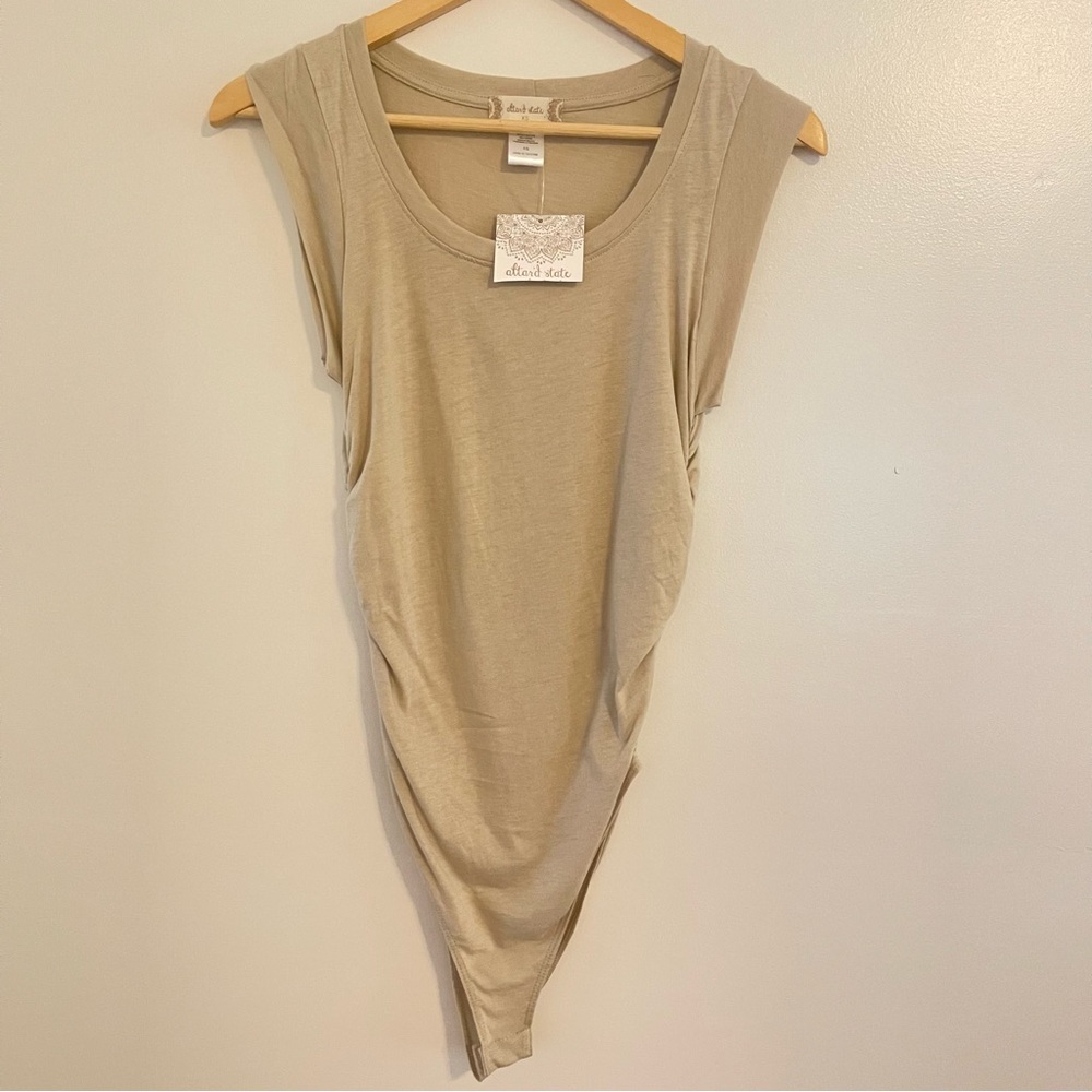 NWT Altar'd State Tan Short Sleeve Bodysuit